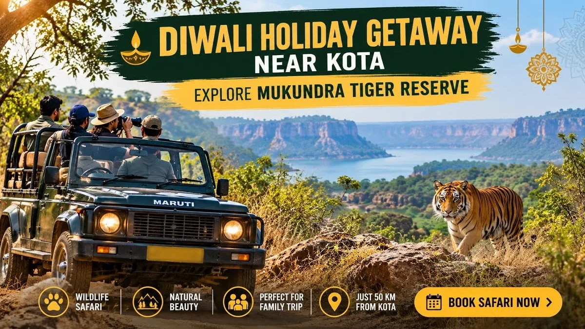 Mukundra Tiger Reserve Gypsy Safari near Kota during Diwali holidays